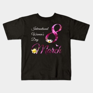 International Womens Day Cute Floral March 8Th 2023 Kids T-Shirt